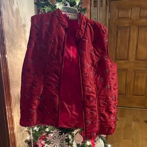Embroidered Red Vest for Women